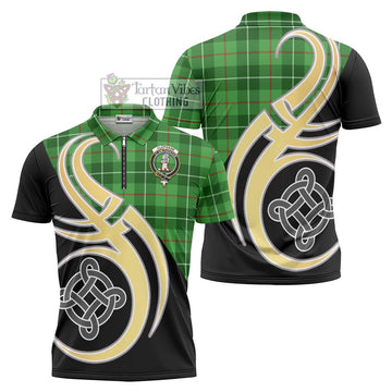 Tartan Vibes Clothing Clephane Tartan Zipper Polo Shirt with Family Crest and Celtic Symbol Style