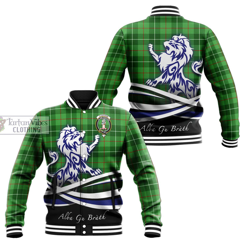 Clephane Tartan Baseball Jacket with Alba Gu Brath Regal Lion Emblem Unisex - Tartanvibesclothing Shop