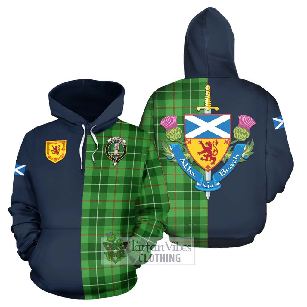 Tartan Vibes Clothing Clephane Tartan Hoodie with Scottish Lion Royal Arm Half Style