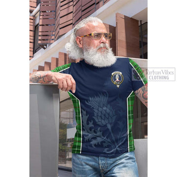 Tartan Vibes Clothing Clephane Tartan Cotton T-shirt with Family Crest and Scottish Thistle Vibes Sport Style