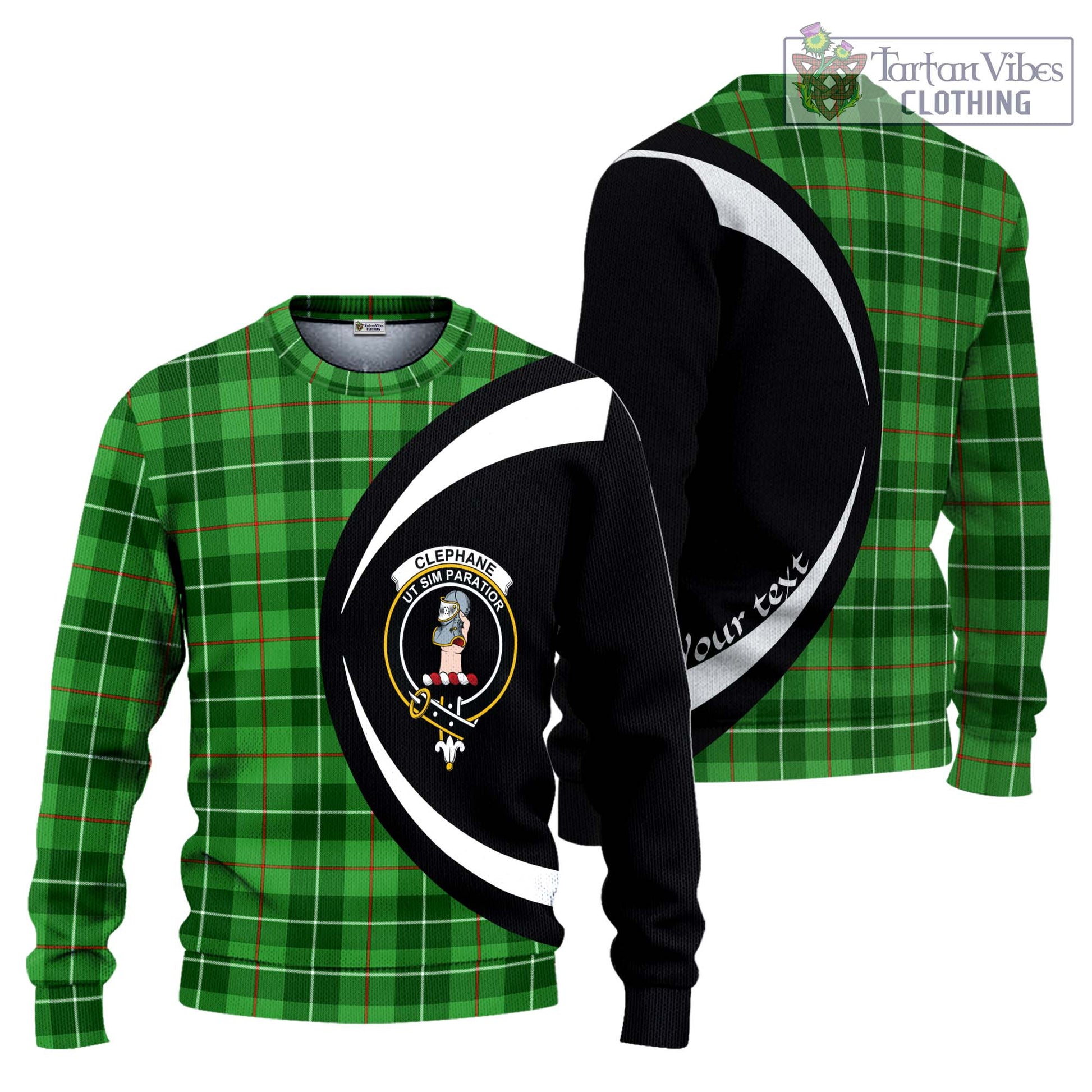 Clephane Tartan Ugly Sweater with Family Crest Circle Style Unisex - Tartan Vibes Clothing