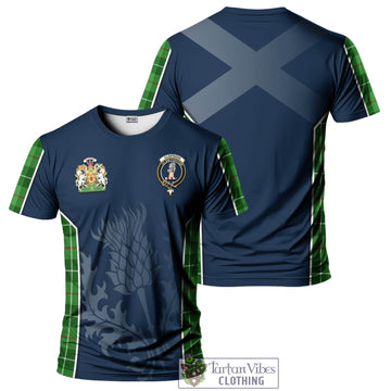 Clephane Tartan T-Shirt with Family Crest and Scottish Thistle Vibes Sport Style