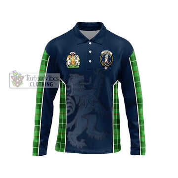 Clephane Tartan Long Sleeve Polo Shirt with Family Crest and Lion Rampant Vibes Sport Style Unisex - Tartan Vibes Clothing