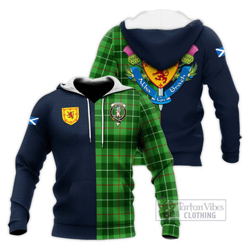 Tartan Vibes Clothing Clephane Tartan Knitted Hoodie with Scottish Lion Royal Arm Half Style