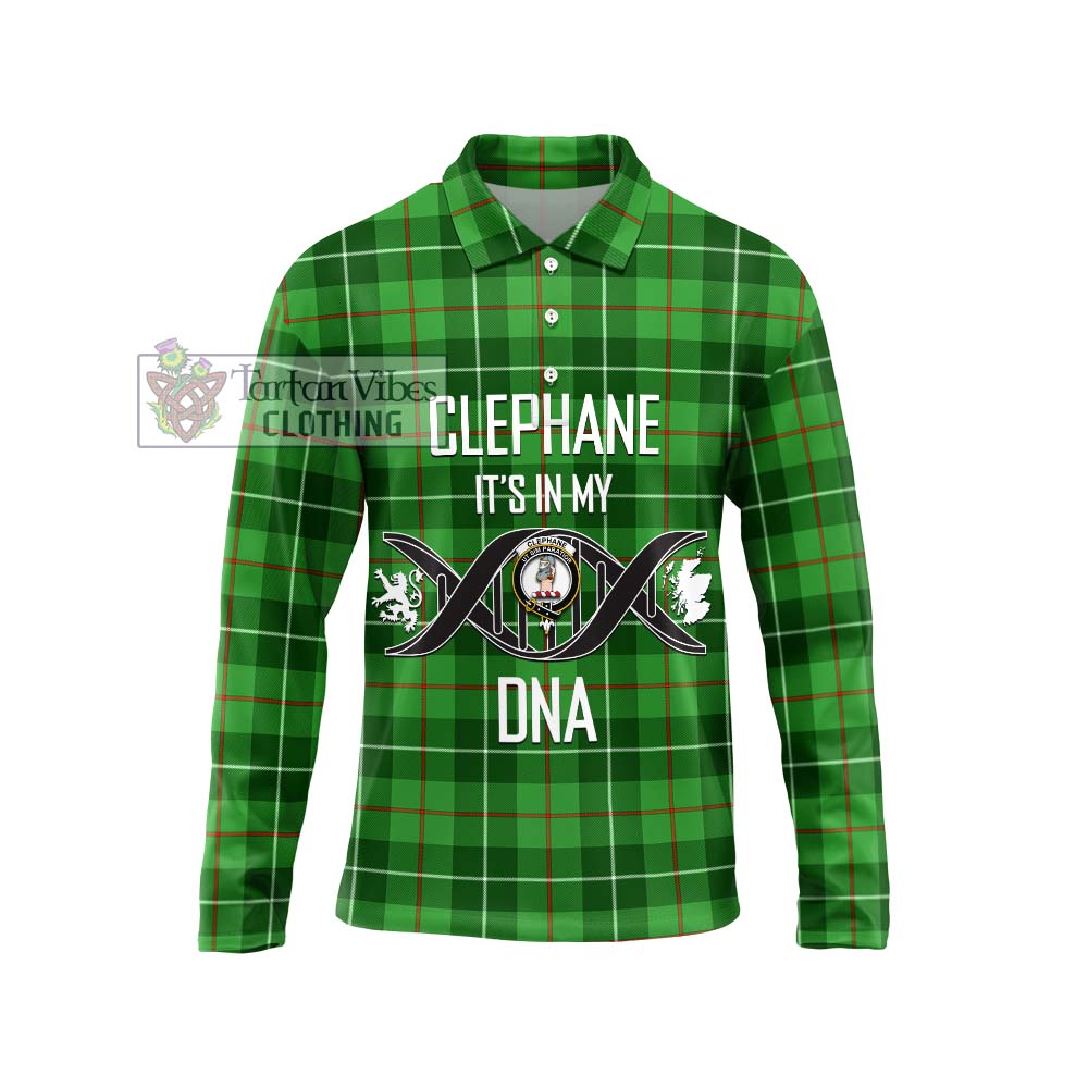 Clephane Tartan Long Sleeve Polo Shirt with Family Crest DNA In Me Style Unisex - Tartanvibesclothing Shop