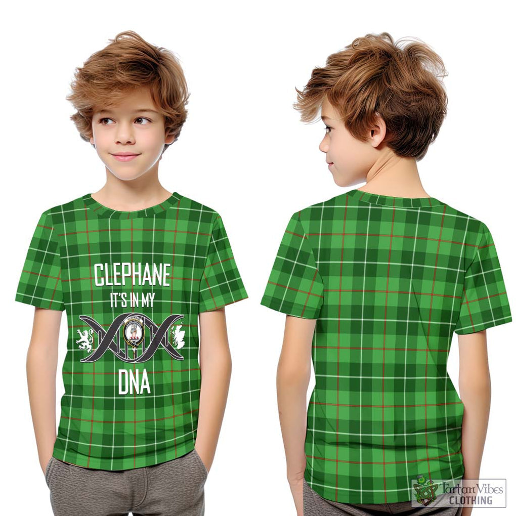 Clephane Tartan Kid T-Shirt with Family Crest DNA In Me Style Youth XL Size14 - Tartanvibesclothing Shop