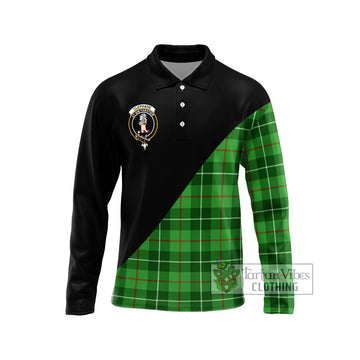 Clephane Tartan Long Sleeve Polo Shirt with Family Crest and Military Logo Style Unisex - Tartanvibesclothing Shop