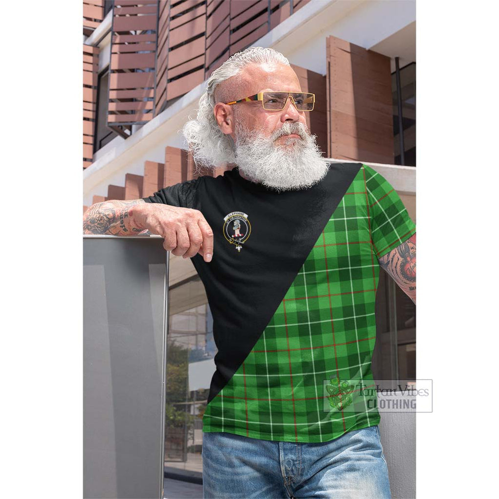 Tartan Vibes Clothing Clephane Tartan Cotton T-shirt with Family Crest and Military Logo Style