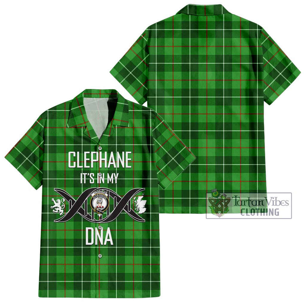 Clephane Tartan Short Sleeve Button Shirt with Family Crest DNA In Me Style Kid - Tartanvibesclothing Shop