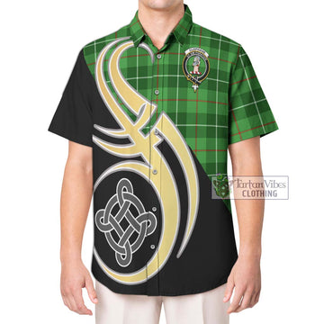 Clephane Tartan Short Sleeve Button Shirt with Family Crest and Celtic Symbol Style Kid - Tartan Vibes Clothing
