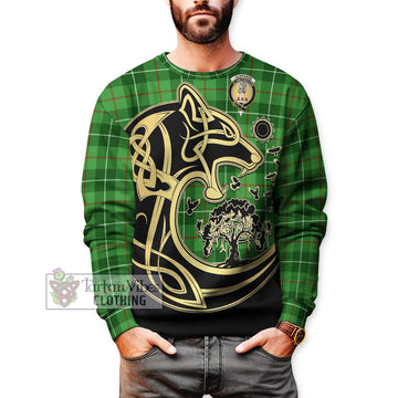 Clephane Tartan Sweatshirt with Family Crest Celtic Wolf Style Unisex - Tartan Vibes Clothing