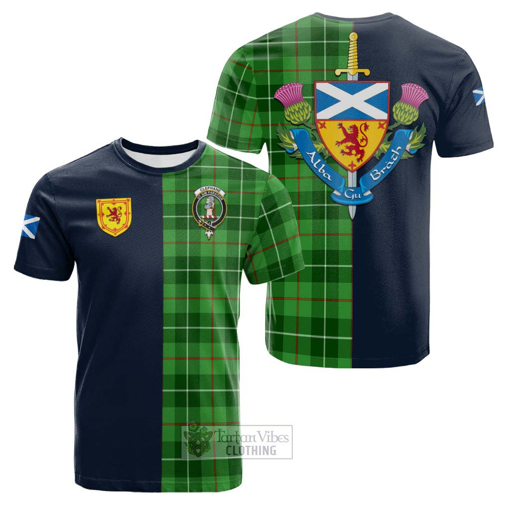 Tartan Vibes Clothing Clephane Tartan Cotton T-shirt with Scottish Lion Royal Arm Half Style