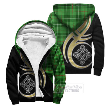 Clephane Tartan Sherpa Hoodie with Family Crest and Celtic Symbol Style Unisex S - Tartan Vibes Clothing