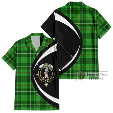 Clephane Tartan Short Sleeve Button Up with Family Crest Circle Style Kid - Tartan Vibes Clothing