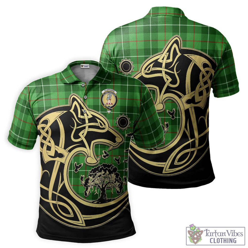 Clephane Tartan Polo Shirt with Family Crest Celtic Wolf Style Kid - Tartanvibesclothing Shop
