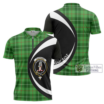 Tartan Vibes Clothing Clephane Tartan Zipper Polo Shirt with Family Crest Circle Style