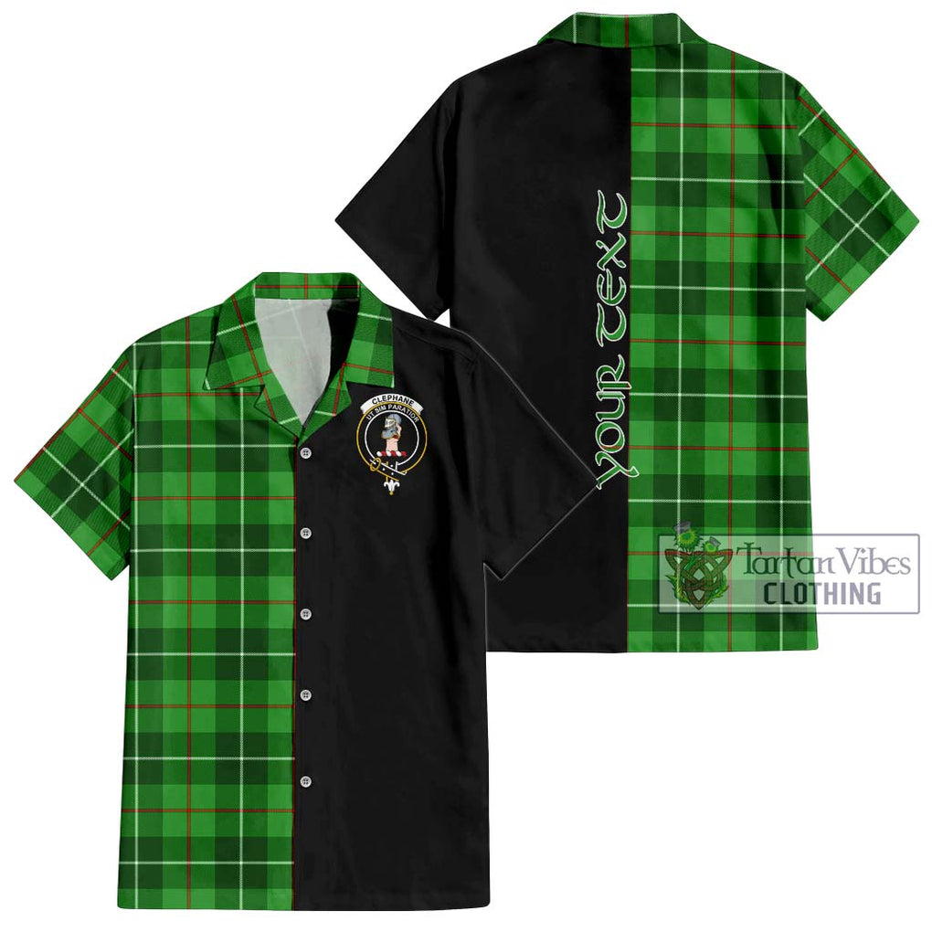 Clephane Tartan Short Sleeve Button Shirt with Family Crest and Half Of Me Style Kid - Tartanvibesclothing Shop