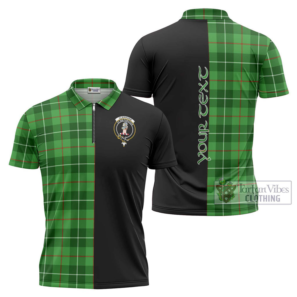 Clephane Tartan Zipper Polo Shirt with Family Crest and Half Of Me Style Unisex - Tartanvibesclothing Shop