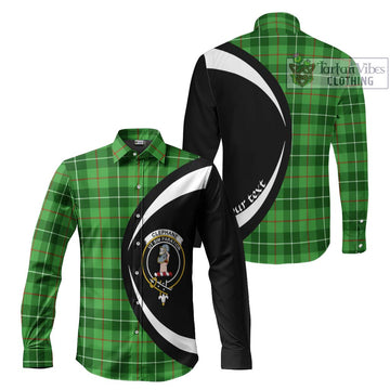 Clephane Tartan Long Sleeve Button Up with Family Crest Circle Style Men's Shirt S - Tartan Vibes Clothing