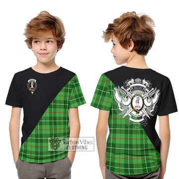 Clephane Tartan Kid T-Shirt with Family Crest and Military Logo Style Youth XL Size14 - Tartanvibesclothing Shop