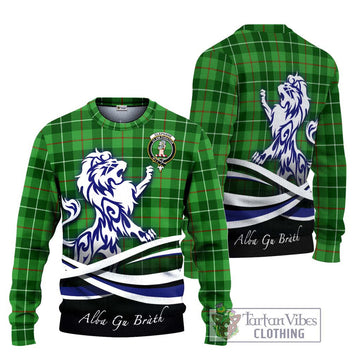 Clephane Tartan Knitted Sweater with Alba Gu Brath Regal Lion Emblem Unisex - Tartanvibesclothing Shop