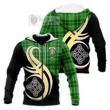 Clephane Tartan Knitted Hoodie with Family Crest and Celtic Symbol Style Unisex Knitted Zip Hoodie - Tartan Vibes Clothing