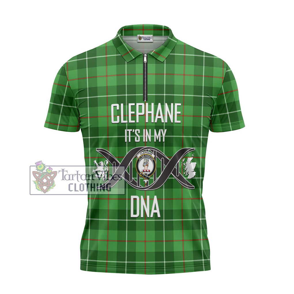 Clephane Tartan Zipper Polo Shirt with Family Crest DNA In Me Style - Tartanvibesclothing Shop