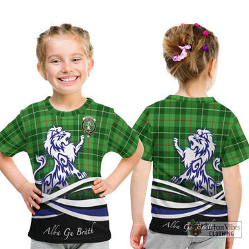 Clephane Tartan Kid T-Shirt with Alba Gu Brath Regal Lion Emblem - Tartanvibesclothing Shop