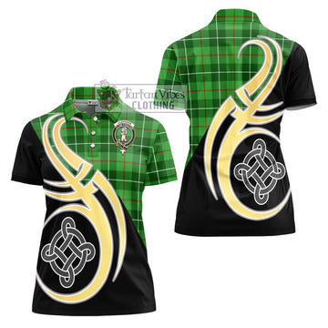 Clephane Tartan Women's Polo Shirt with Family Crest and Celtic Symbol Style - Tartan Vibes Clothing