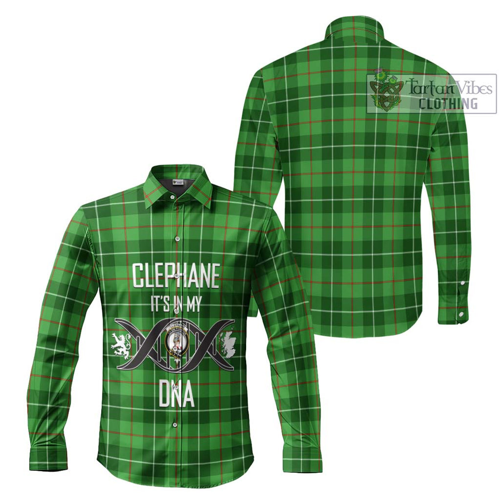 Clephane Tartan Long Sleeve Button Shirt with Family Crest DNA In Me Style Men's Shirt - Tartanvibesclothing Shop