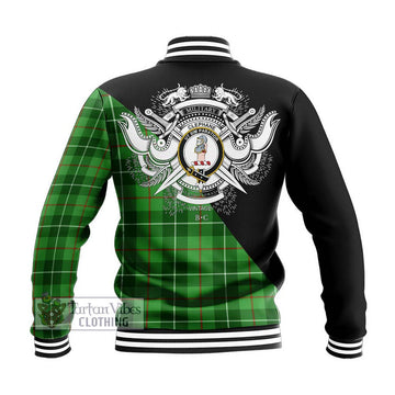 Clephane Tartan Baseball Jacket with Family Crest and Military Logo Style - Tartanvibesclothing Shop