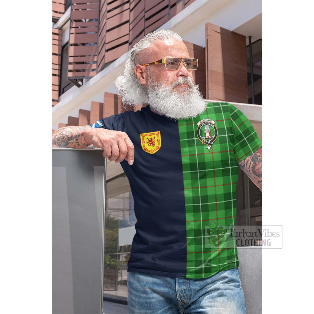 Tartan Vibes Clothing Clephane Tartan Cotton T-shirt with Scottish Lion Royal Arm Half Style