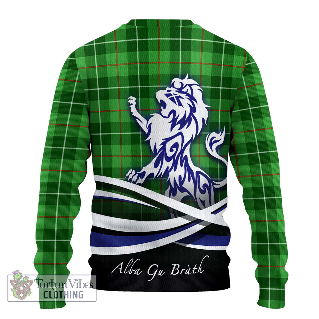 Clephane Tartan Knitted Sweater with Alba Gu Brath Regal Lion Emblem - Tartanvibesclothing Shop