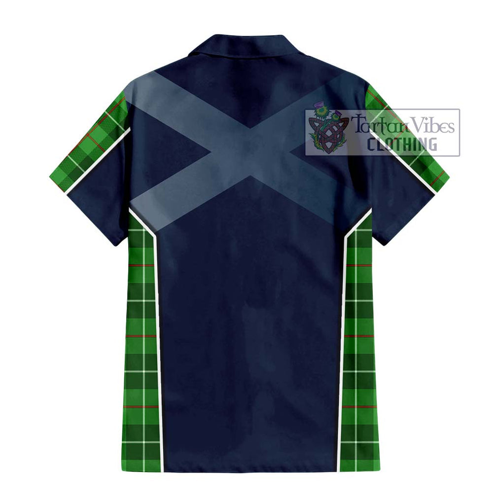Clephane Tartan Short Sleeve Button Shirt with Family Crest and Lion Rampant Vibes Sport Style - Tartan Vibes Clothing