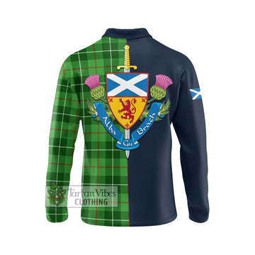 Tartan Vibes Clothing Clephane Tartan Long Sleeve Polo Shirt with Scottish Lion Royal Arm Half Style