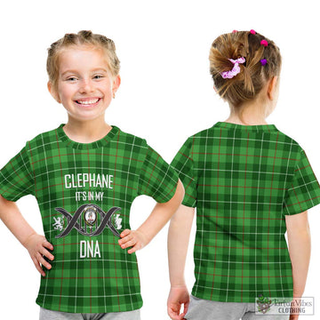 Clephane Tartan Kid T-Shirt with Family Crest DNA In Me Style - Tartanvibesclothing Shop