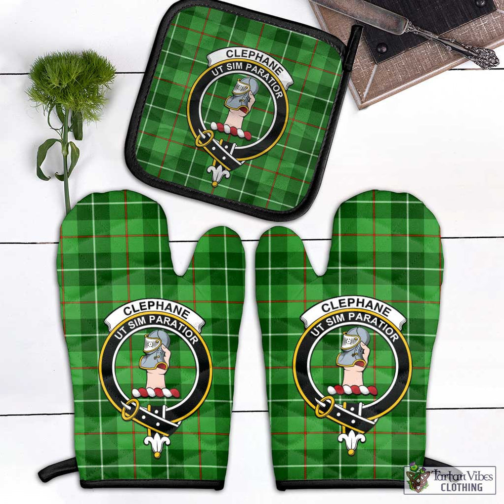 Clephane Tartan Combo Oven Mitt & Pot-Holder with Family Crest Combo 1 Oven Mitt & 1 Pot-Holder Black - Tartan Vibes Clothing