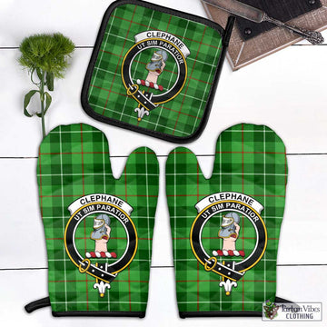 Clephane Tartan Combo Oven Mitt & Pot-Holder with Family Crest Combo 1 Oven Mitt & 1 Pot-Holder Black - Tartan Vibes Clothing