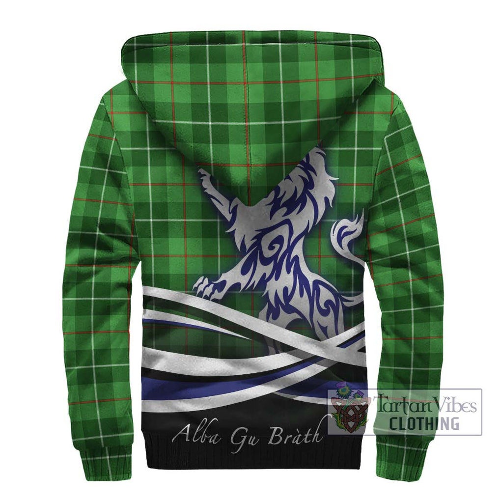 Clephane Tartan Sherpa Hoodie with Alba Gu Brath Regal Lion Emblem - Tartanvibesclothing Shop
