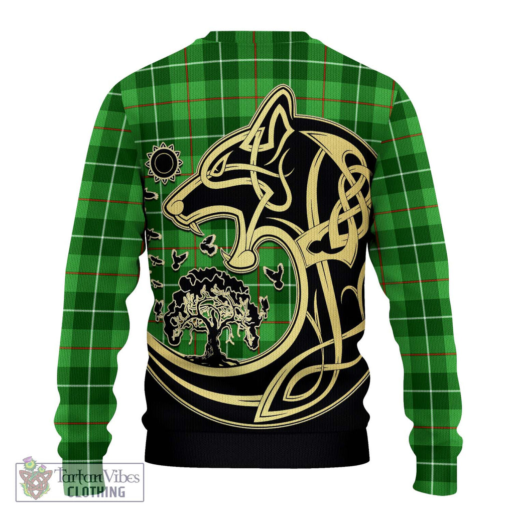 Clephane Tartan Knitted Sweater with Family Crest Celtic Wolf Style - Tartan Vibes Clothing