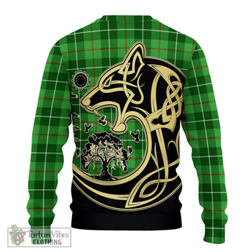 Clephane Tartan Knitted Sweater with Family Crest Celtic Wolf Style - Tartan Vibes Clothing
