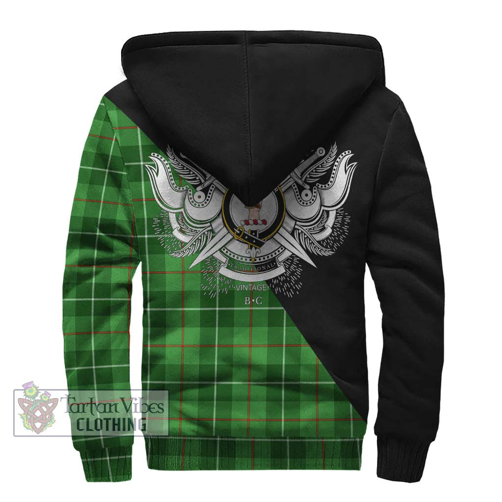 Clephane Tartan Sherpa Hoodie with Family Crest and Military Logo Style - Tartanvibesclothing Shop