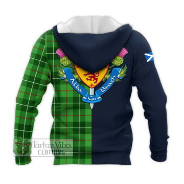 Tartan Vibes Clothing Clephane Tartan Knitted Hoodie with Scottish Lion Royal Arm Half Style