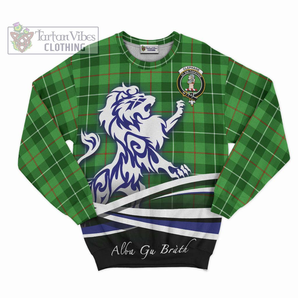 Clephane Tartan Sweatshirt with Alba Gu Brath Regal Lion Emblem - Tartanvibesclothing Shop