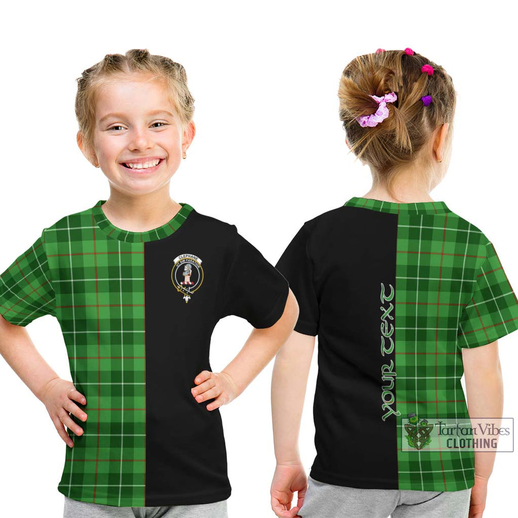 Clephane Tartan Kid T-Shirt with Family Crest and Half Of Me Style - Tartanvibesclothing Shop