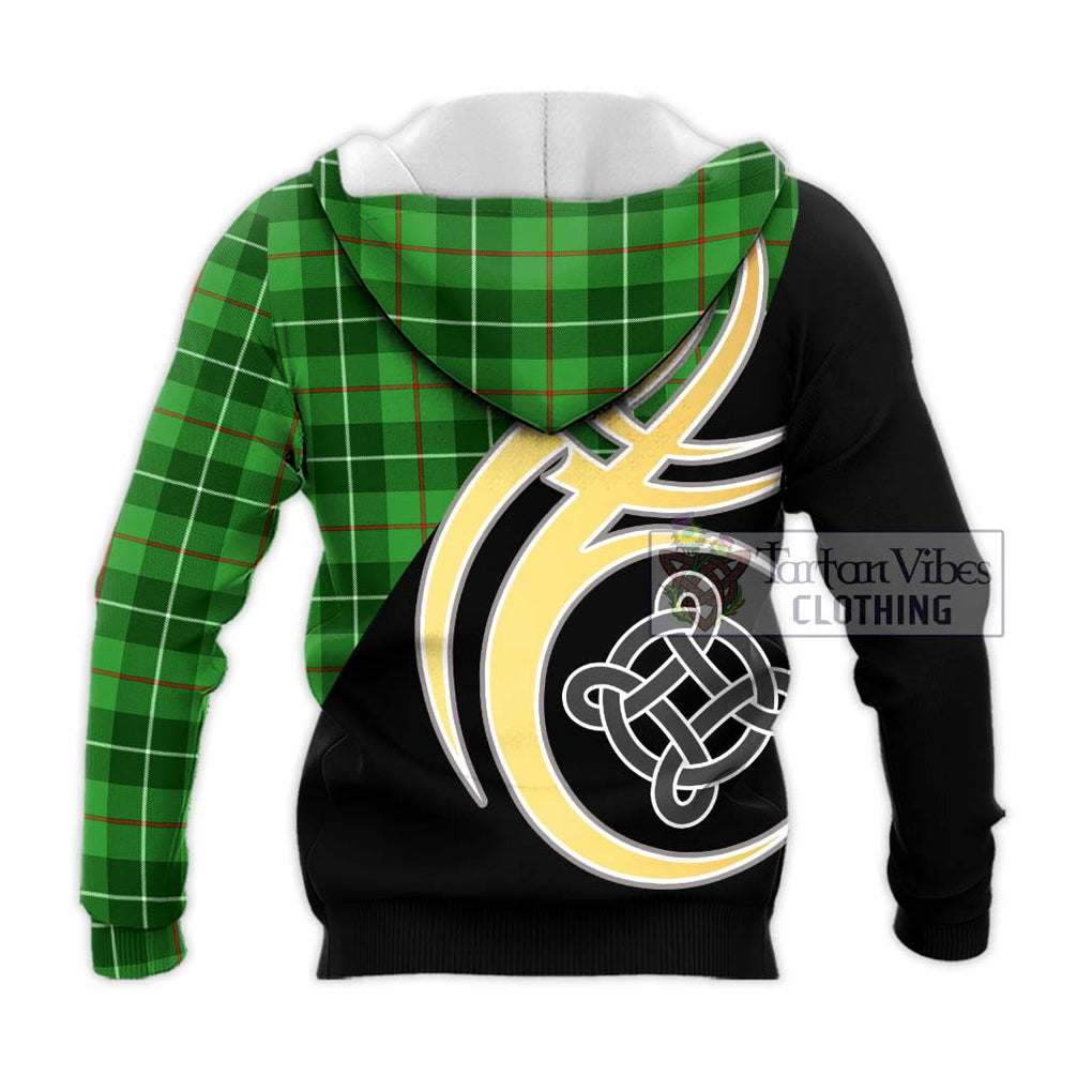 Clephane Tartan Knitted Hoodie with Family Crest and Celtic Symbol Style - Tartan Vibes Clothing