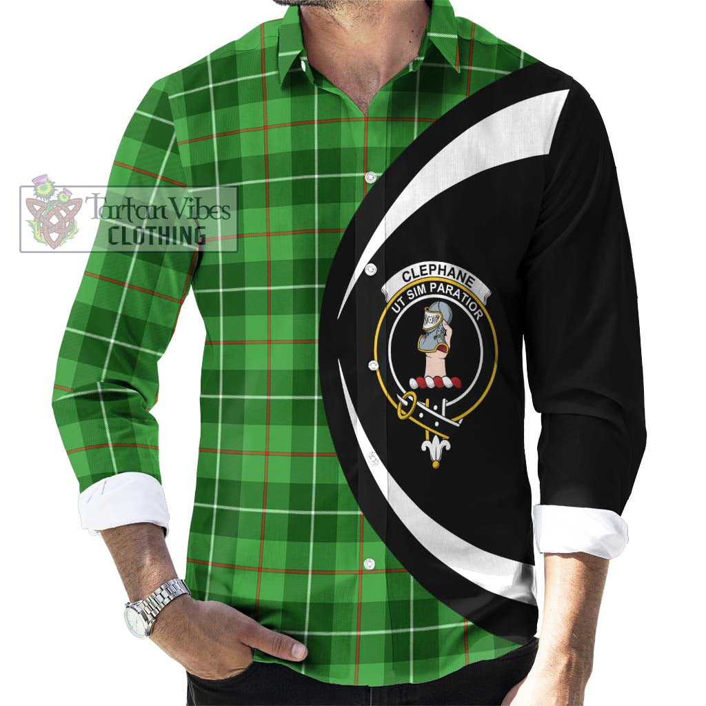 Clephane Tartan Long Sleeve Button Up with Family Crest Circle Style - Tartan Vibes Clothing