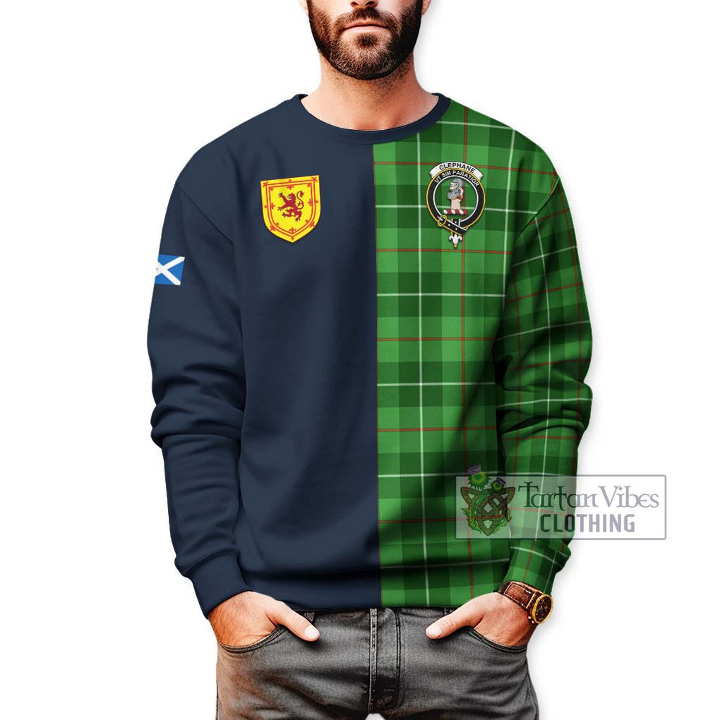 Tartan Vibes Clothing Clephane Tartan Sweatshirt with Scottish Lion Royal Arm Half Style