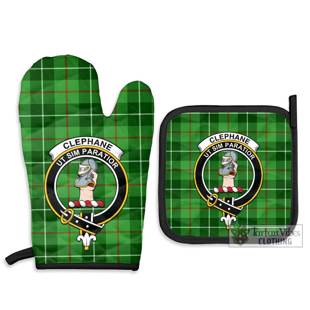Clephane Tartan Combo Oven Mitt & Pot-Holder with Family Crest Combo 1 Oven Mitt & 2 Pot-Holder Black - Tartan Vibes Clothing