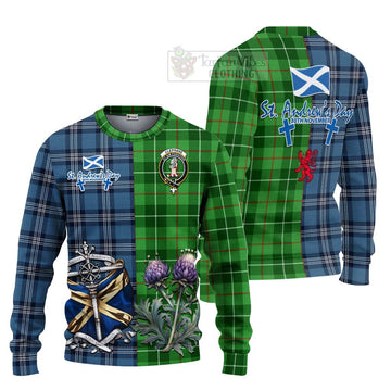 Clephane (Clephan) Tartan Knitted Sweater Happy St. Andrew's Day Half Tartan Style Unisex - Tartan Vibes Clothing
